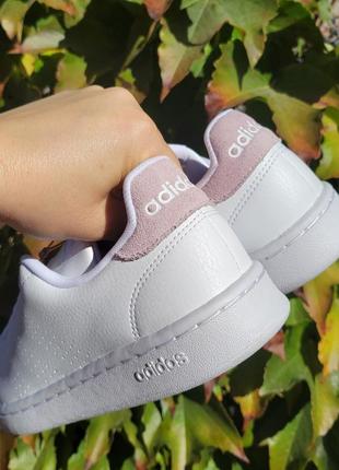 Білі базові кеди adidas advantage шкіряні снікерси адідас оригінал6 фото