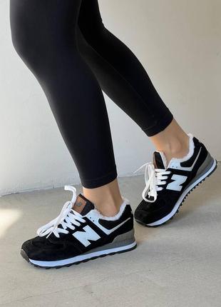 Кроссовки мех new balance black fur