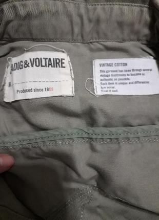 Дизайнерська джинсова куртка сорочка хакі з черепом zadig & voltaire10 фото