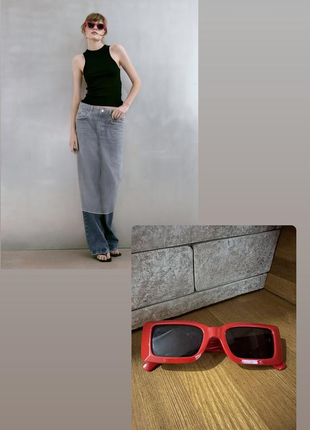 Окуляри від zara/темні окуляри у червоній оправі