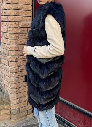 Норковая жилетка с кожаными вставками «снежная королева»1 фото