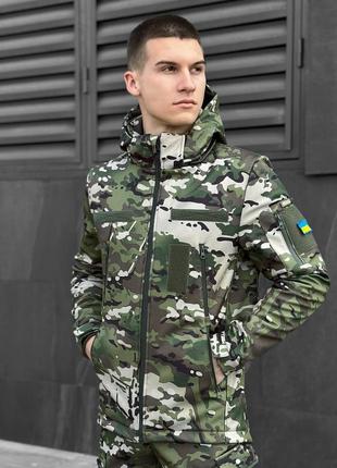 Куртка тактична військова софтшелл мультикам унісекс