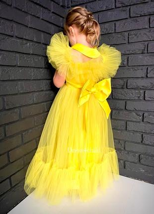 Желтое платье для девочек праздничное платье3 фото
