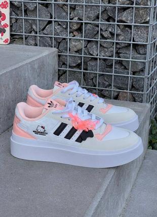 💓adidas forum bonega x hello kitty кросівочки з хелоу кітті кремові рожеві кроссовки хелоу китти кремовые розовые