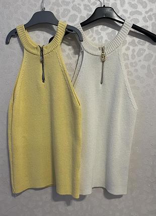 Маички в рубчик с молнией белая/лимонная