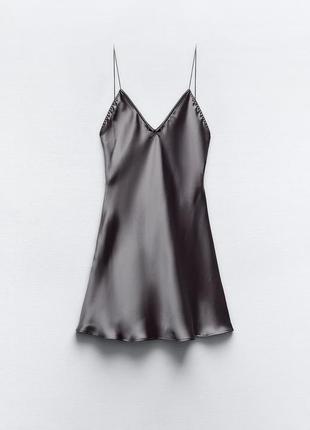 Атласное платье-комбинация с открытой спинкой от zara6 фото