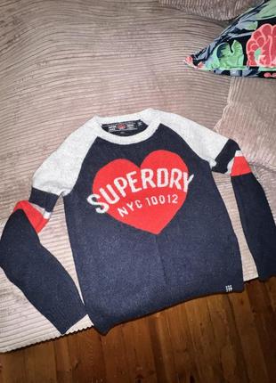 Superdry nyc 10012 шерстяной свитер джемпер колор блок сердце3 фото