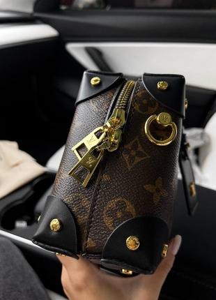 Сумка жіноча коричнева з натуральної шкіри louis vuitton petite malle souple7 фото