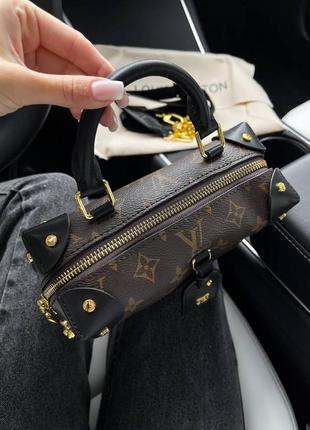 Сумка жіноча коричнева з натуральної шкіри louis vuitton petite malle souple5 фото