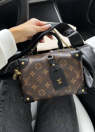 Сумка жіноча коричнева з натуральної шкіри louis vuitton petite malle souple3 фото