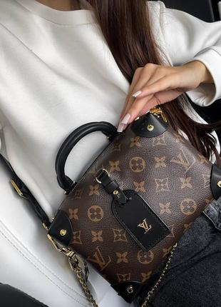 Сумка жіноча коричнева з натуральної шкіри louis vuitton petite malle souple2 фото