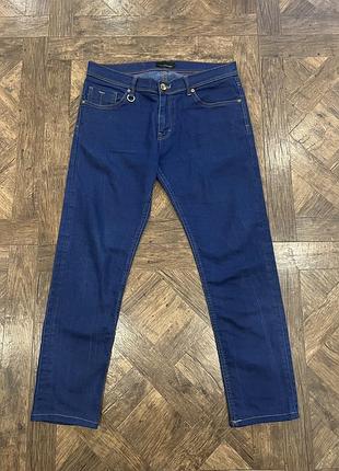 Синие джинсы с золотой фурнитурой zara на змейке