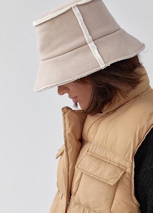 Жіноча утеплена панама екозамша, штучна замша тепла, весна, осінь, зима, демісезон