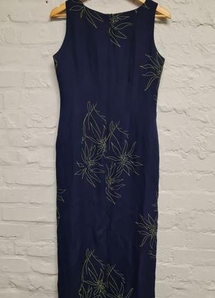 Темно синя сукня з візерунками6 фото