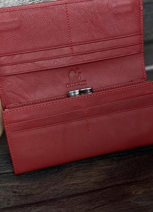 Женский кожаный кошелек красный, горизонтальный,вместительный8 фото
