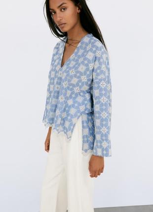 Вышитая блуза, блузка с вышивкой zara3 фото