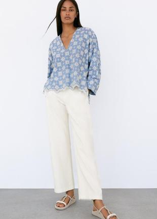 Вышитая блуза, блузка с вышивкой zara2 фото