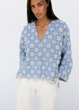 Вышитая блуза, блузка с вышивкой zara1 фото
