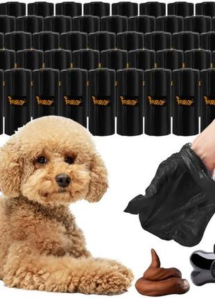 Пакети для собачих фекалій 1000 шт purlov чорні + чохол 22812 гігієнічні пакети для собак
