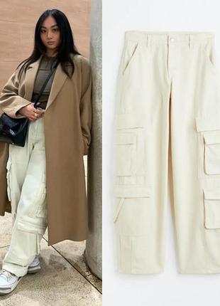 Белые джинсы карго  h&m m/l/xl