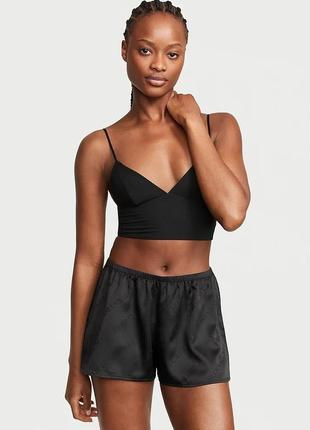 Комплект з топа з модалу і атласних шортів р.xs victoria's secret modal cami top and satin short set