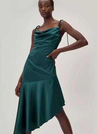 Атласне плаття ізумрудна сукня комбінація шовкове плаття zara изумрудное платье сатиновое платье