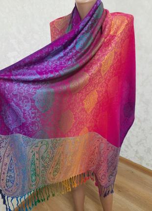 Новый нежный яркий кашемировый шарф палантин 100% кашемир7 фото