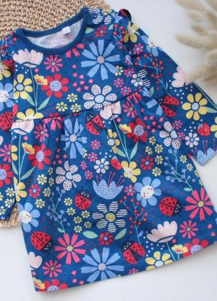 Яркое хлопковое платье в цветочный принт bluezoo 3-6 мес1 фото