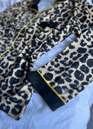 Шелковая пижама домашней одежды леопард7 фото