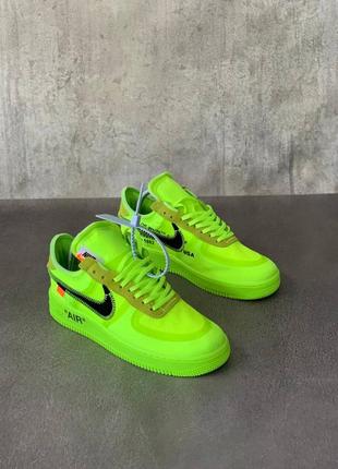 Кросівки чоловічі найк аір форс nike air force x off white 1 volt low green