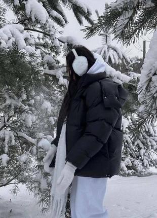 Женская трендовая зимняя стильная актуальная черная куртка 20231 фото