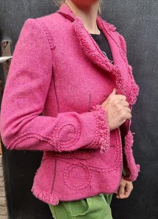 Шерстяной жакет moschino шерстяной женский розовый винтажный блейзер3 фото