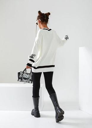 Женский теплый свитер, джемпер оверсайз в стиле шанель, шерсть, s, m, l, xl4 фото