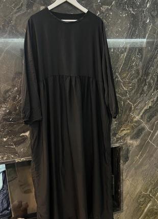 Стильне чорне плаття в підлогу франція5 фото