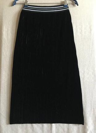 Бархатная черная юбка oxxo на резинке3 фото