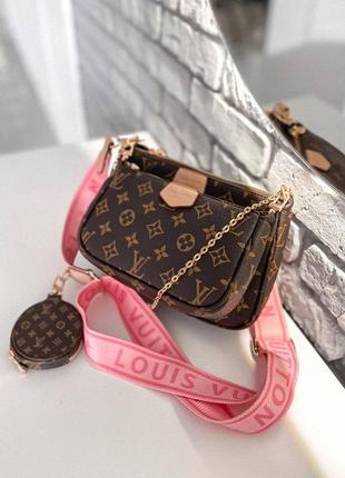 Женская сумка lv multi pochette pink2 фото