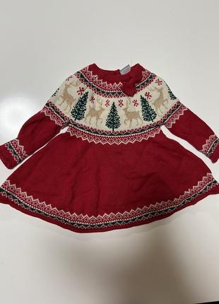 Вязаное платье новогоднее детское2 фото