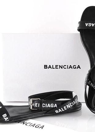 Женские белые кожаные босоножки с надписью balenciaga1 фото