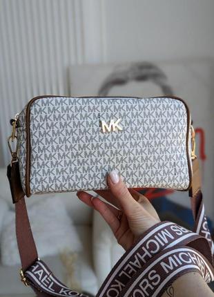 Сумка майкл корс 2 в 1 michael kors, крос-боді біла