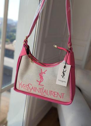 Женская сумка багет yves saint laurent ysl ив сен лоран светло-малиновая