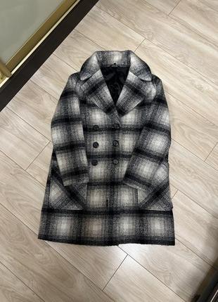 Шерстяное пальто марк спенс m&s оригинал бренд в клеточку классное стильное теплое элегантное на подкладке