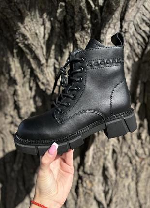 Натуральна шкіра черевики челси на флісі осінні ботинки платформа тракторна підошва демі кожа