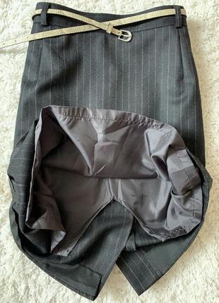 Стильная офисная классическая юбочка  в полоску на подкладочке3 фото