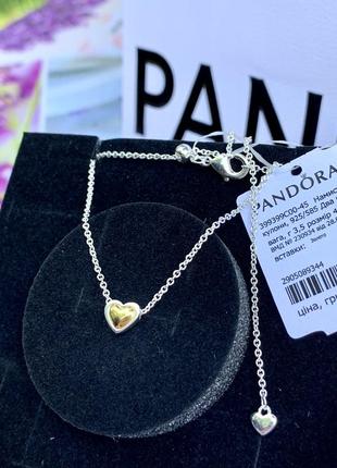 Ожерелье пандора серебро 925 золото кулон pandora цепочка «золотое сердце» ожерелье подвеска колье оригинальный кулон пандора новый бирка пломба4 фото