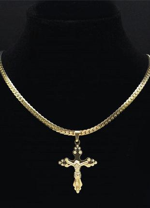 Крестик подвеска цепочка из нержавеющей стали золото серебро чокер колье кулон