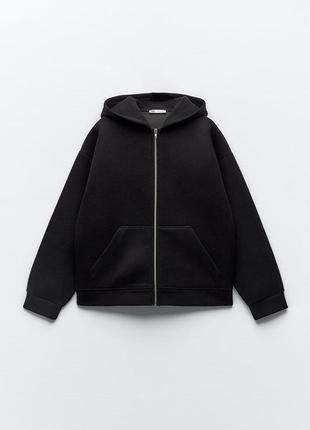 Теплый бомбер соп худи с капюшоном из неопрена zara