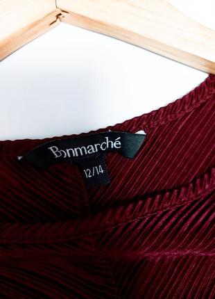 Женская праздничная бордовая блуза со складками гармошки с коротким рукавом свободного кроя от бренда bonmarche2 фото