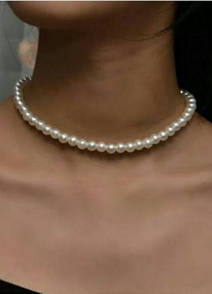 Жемчужное ожерелье  чокер цепочка перлини1 фото