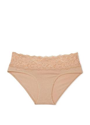 Victoria's secret posey lace waist cotton hiphugger panty хлопковые трусики xs