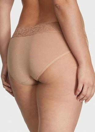Victoria's secret posey lace waist cotton hiphugger panty хлопковые трусики xs3 фото